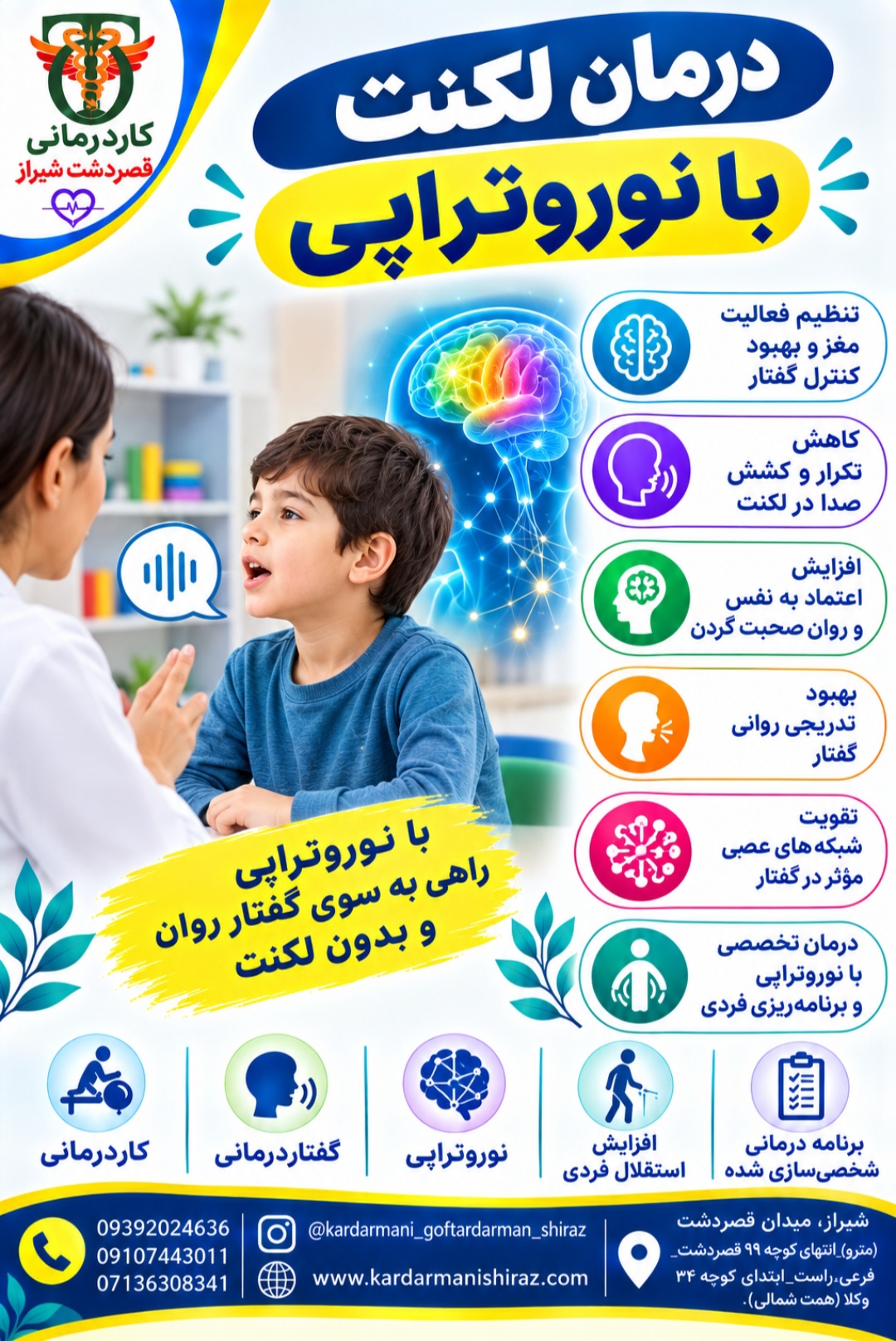 درمان لکنت با نوروتراپی در شیراز: نوروفیدبک، لورتا و نقشه مغزی/درمان سریع و آسان