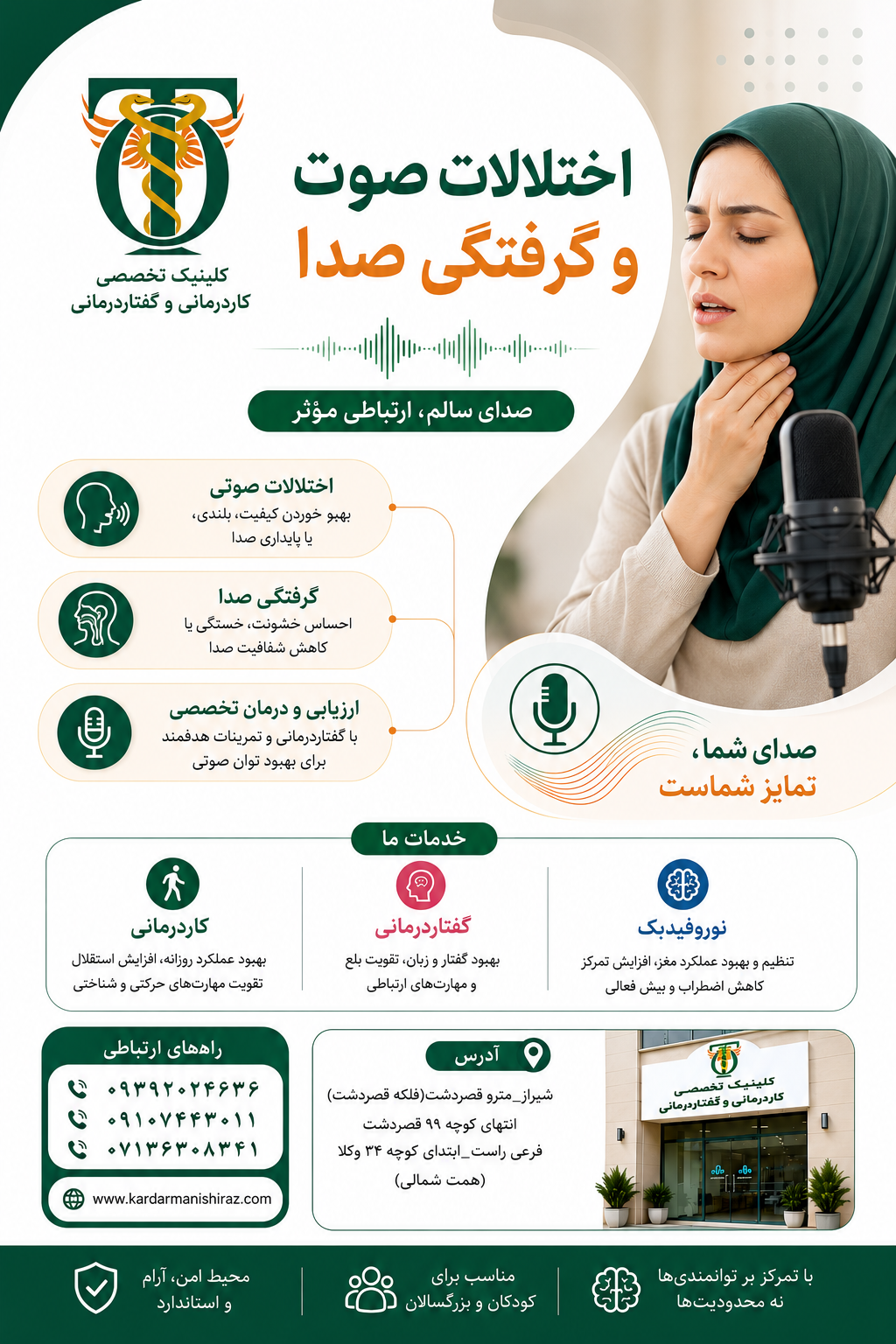 اختلالات صوت و گرفتگی صدا: نقش گفتاردرمانی در درمان شیراز